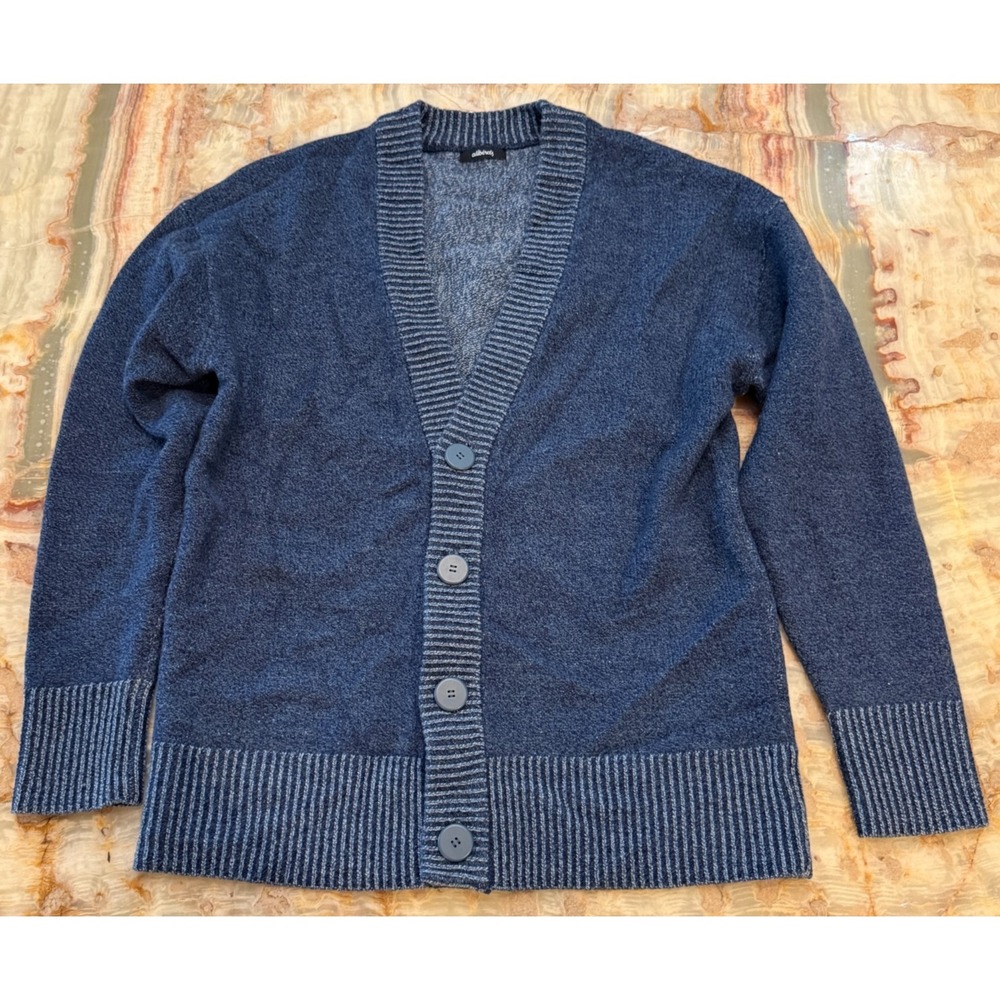 Allbirds Mens Cardigan Sweater Blue Merino Wool Knitted V-Neck‎ Button Front  L